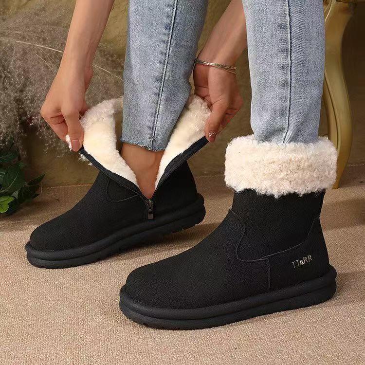 Женские зимние теплые нескользящие ботинки-дутики большого размера на мягкой подошве с меховой подкладкой до щиколотки, хлопковые ботинки для занятий спортом на открытом воздухе