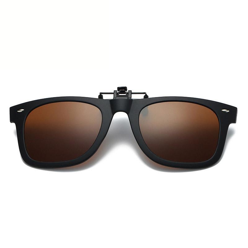 Неполяризованные мужские поляризованные солнцезащитные очки с откидной линзой для женщин, очки ночного видения для вождения, антибликовые, винтажные, квадратные, с клипсой для рыбалки