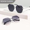 Квадратные солнцезащитные очки без оправы, женские ретро многоугольные серые солнцезащитные очки с градиентом, винтажные женские летние стильные женские очки UV400