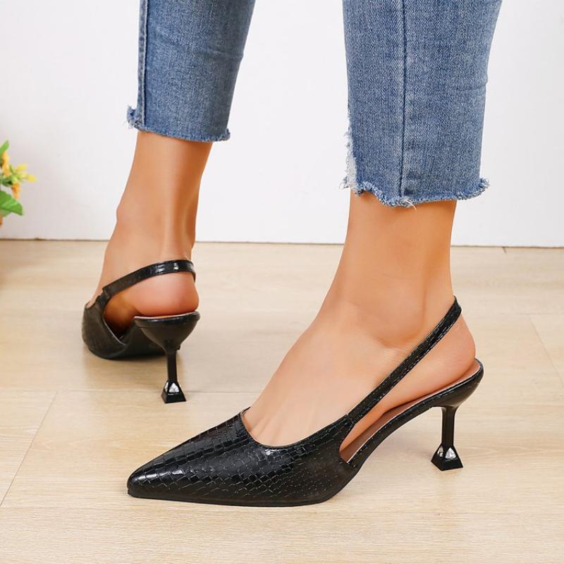 Женские пикантные босоножки на высоком каблуке с острым носком, лето 2024, модельные туфли на мелкой подошве, новая модная элегантная обувь, вечерние туфли-лодочки, Zapatillas Mujer