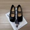 Женская обувь в корейском стиле с круглым носком и плоским каблуком для весны/осени - Универсальная и повседневная