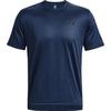Solid Color Crew Neck Side Slit Short Sleeve T-Shirt Men Tops Navy-Blue 1376791-408