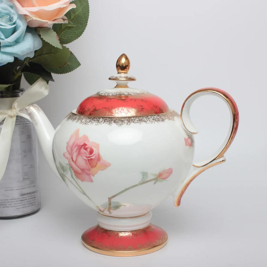 European Coffee Pot Set Ceramic Coffee Cup Saucer Tall Pot Pastoral Small Fresh Phnom Penh Bone China Cup 15 Head Set