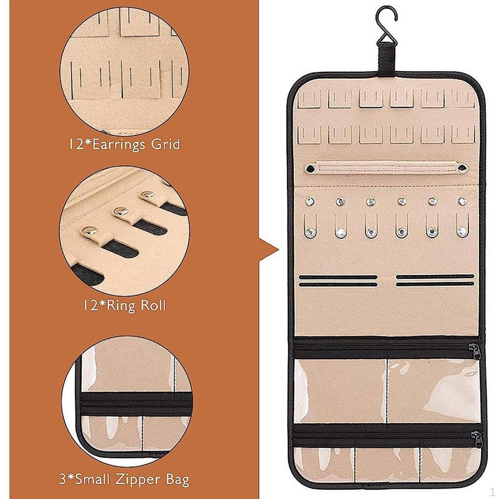 Felt Jewelry Hanging Bag Earring Organizer Multi Use for Travel Space Saving Women Ring Storage