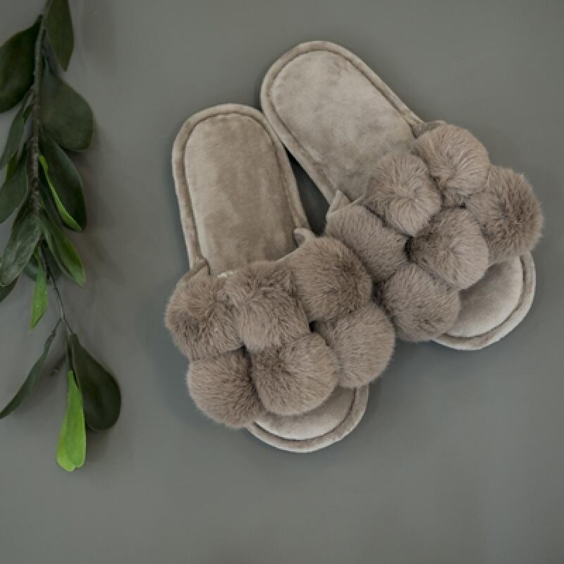 Fox open-toe fur slippers (4 colors)