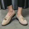 Spring Suede Leather Tassel Loafers Male British Style Party Mens Casual Shoes Flats Handmade Driving Shoes Business Moccasins