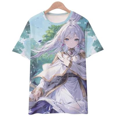 Футболки с аниме Sousou no Frieren, футболка с 3D принтом, уличная одежда для мужчин и женщин, модная футболка большого размера с короткими рукавами, футболки для девочек, одежда