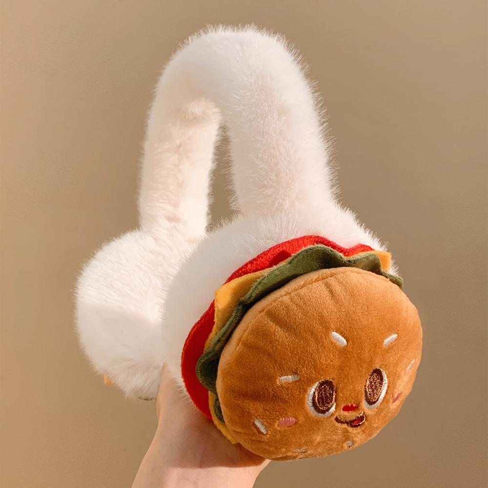 Cartoon Fluffy Ear Warmers Soft Burger Earmuffs Cute Fuzzy Ear Covers Winter Outdoor