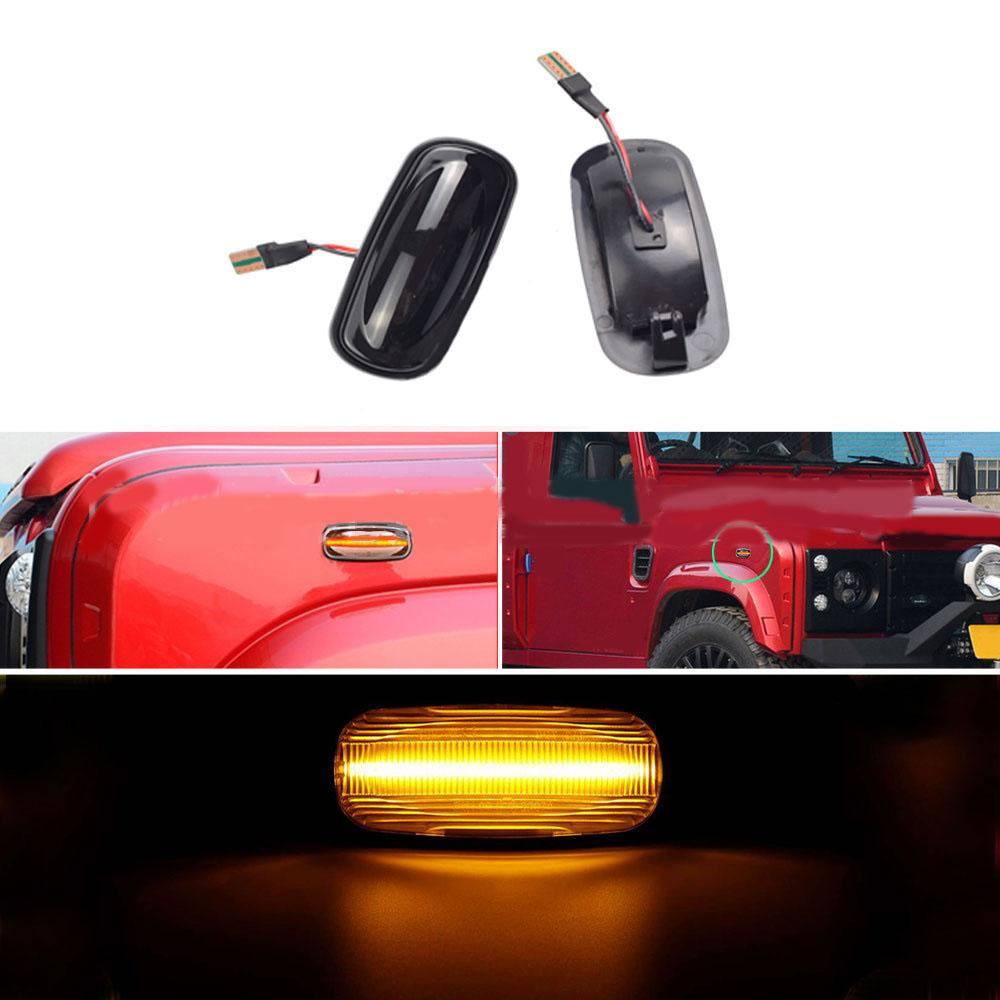 1Pair Smoked Dynamic LED Side Light XGB100310 For Land Rover Discovery Defender