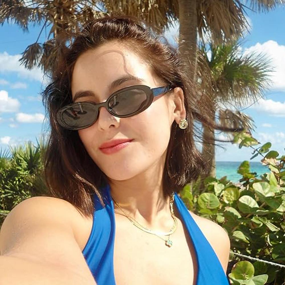 1PC Vintage Oval Sunglasses Women Luxury Brand Designer Small Oval Sun Glasses Retro Black Red Glasses ladies UV400 Eyewear