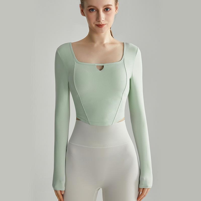 Топ для йоги LAHN с длинными рукавами и встроенной накладкой на грудь для похудения