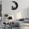 Cat And Moon Metal Wall Art - Modern Home Decoration. Charming Metal Cat and Moon Combo. Adorable Wall Sculpture