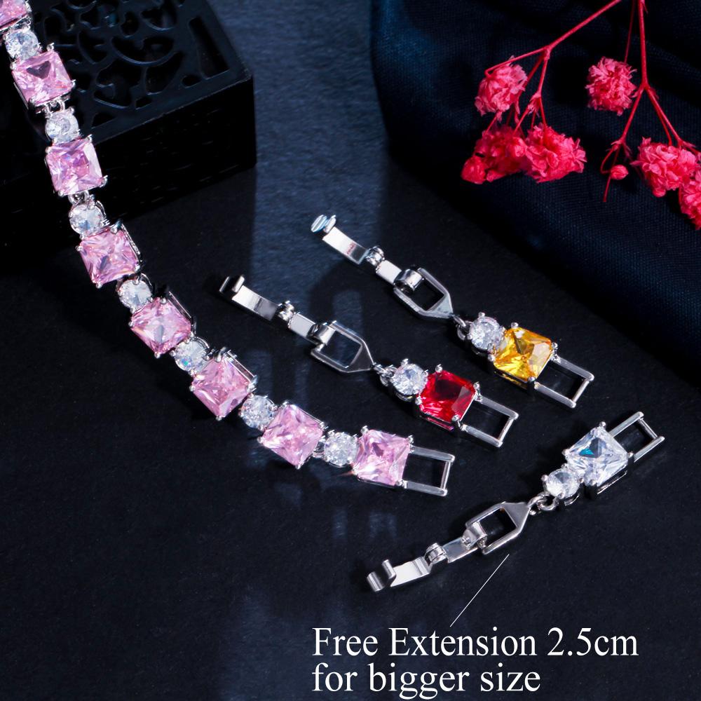 CMM Classic Light Blue Cubic Zirconia Square Tennis Bracelet