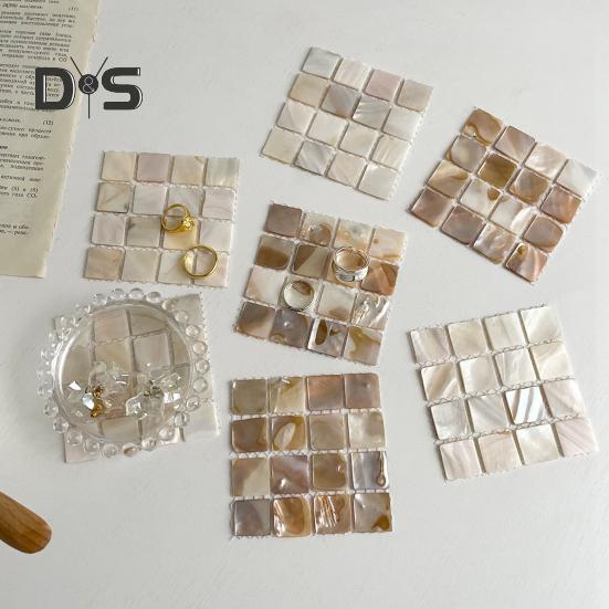 Natural Shell Square Coaster Mosaic Heat Insulation Home Decoration Placemats Photography Props Mats for Family Dining Table Coffee Shop