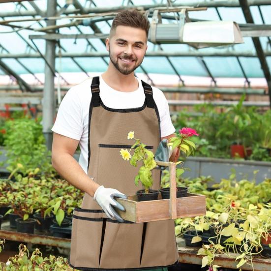Садовый фартук для инструментов Сверхпрочный 600D Оксфордская ткань Рабочие фартуки для инструментов 14 карманов Водонепроницаемый