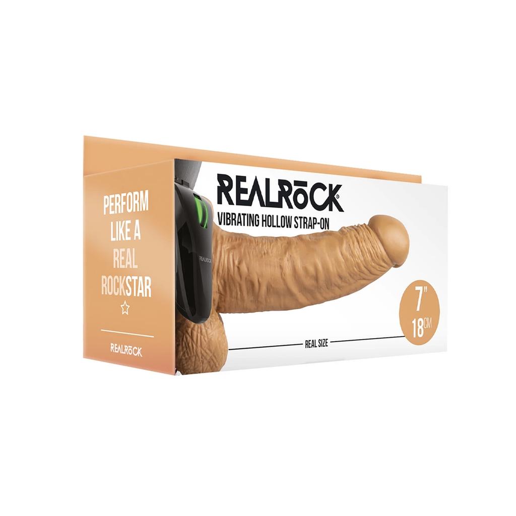 RealRock - Vibrator - dildo with balls on a strap-on 18 cm