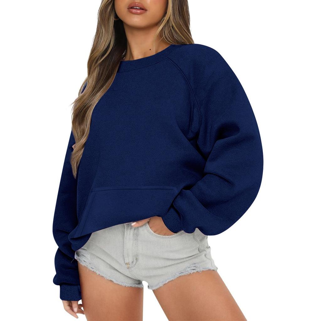 Women Autumn Winter Tops Women's Long Sleeve Sweatshirt Casual Crewneck Loose Fit Pollover Fleece Tops
