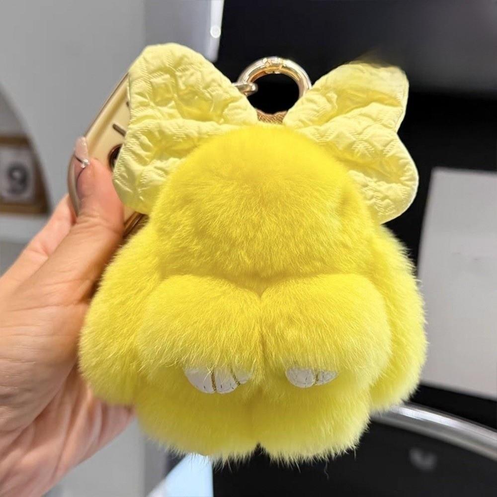 Hanging Ornaments Faux Rabbit Fur Keychain Pompom Bag Charms Plush Rabbit Key Chain Bag Decoration