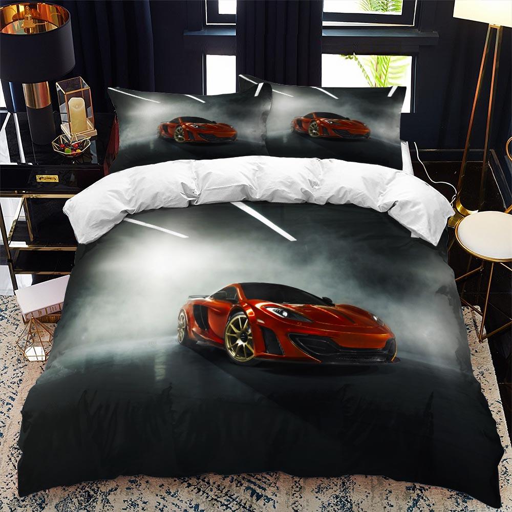 Комплект пододеяльников для спортивной машины, роскошное высококачественное постельное белье с 3D-печатью, 2/3 шт., двуспальное постельное белье размера «queen-size» для взрослых и мальчиков, домашний текстиль