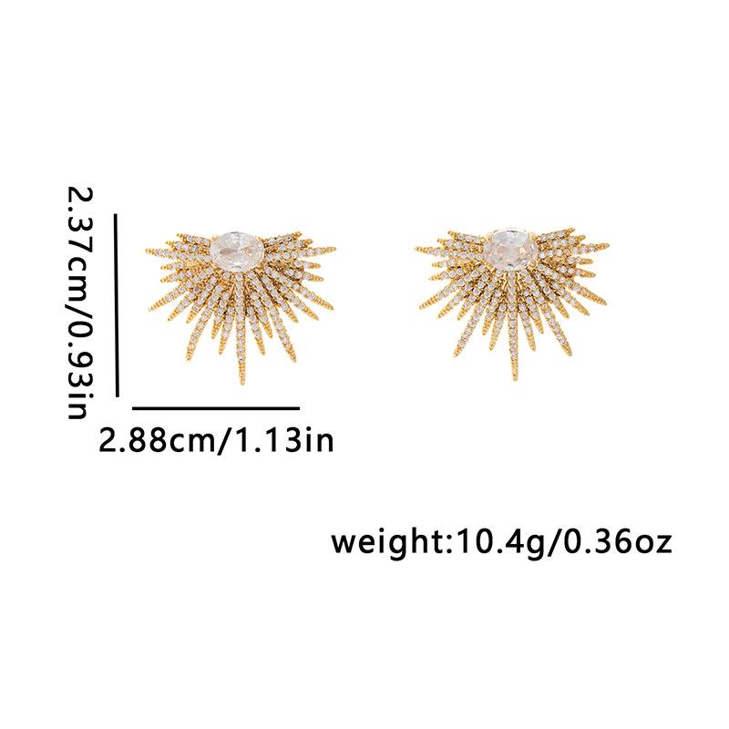 Серьги «Солнечные лучи» для женщин, с цирконом для легкой роскоши и роскоши, винтажный и уникальный ювелирный подарок