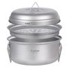 Titanium Steamer Stockpot Set with Lid Outdoor Camping Soup Steaming Pot Pan Mess Kit
