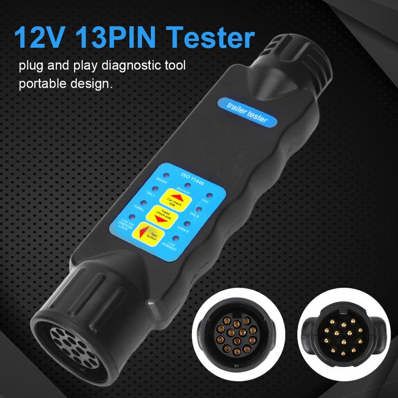 12V Trailer Socket Tester Towbar Plug Socket Diagnostic Tools 7Pin/13 Pin Caravan Towing Tow Bar Light Wiring Tester Accessories