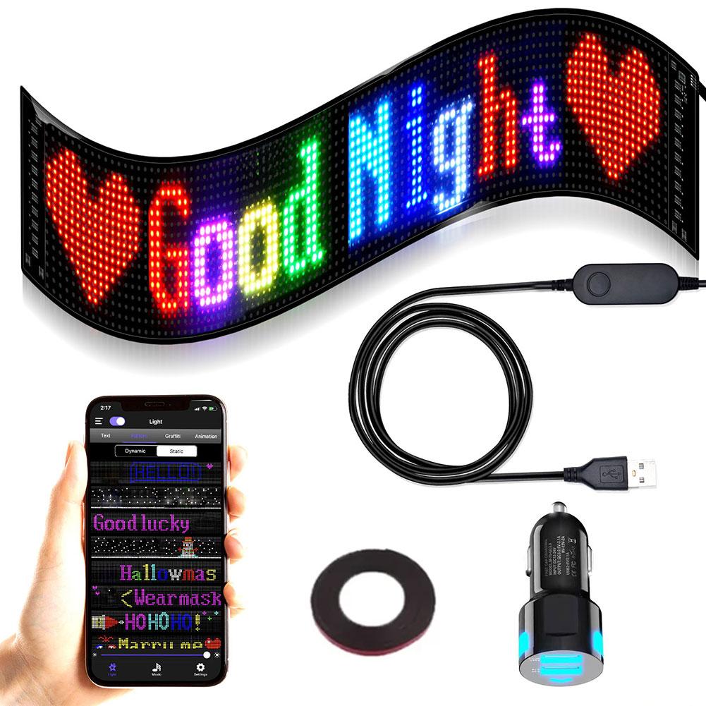 Car LED Sign Bluetooth APP LED Matrix Pixel Panel DIY Programmable Flexible LED Display For Car Store Hotel Bar Night Light