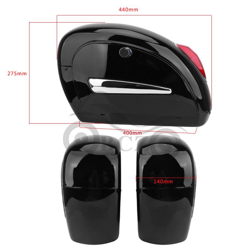 Черный Маленький Кофр с Фонарями для Мотоцикла Harley Cruiser Prince