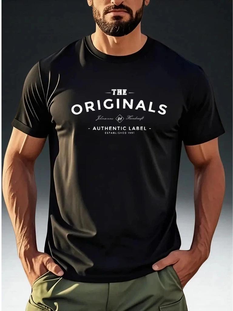 Мужская винтажная футболка с принтом-иконкой "THE ORIGINALS" - Мягкая дышащая футболка с коротким рукавом и оригинальным логотипом