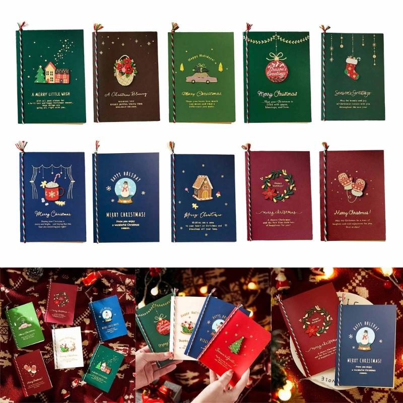 5pcs Creative Merry Christmas Greeting Cards Kid Cartoon Blessing Christmas Card New Year Postcard Gift Christmas Decor