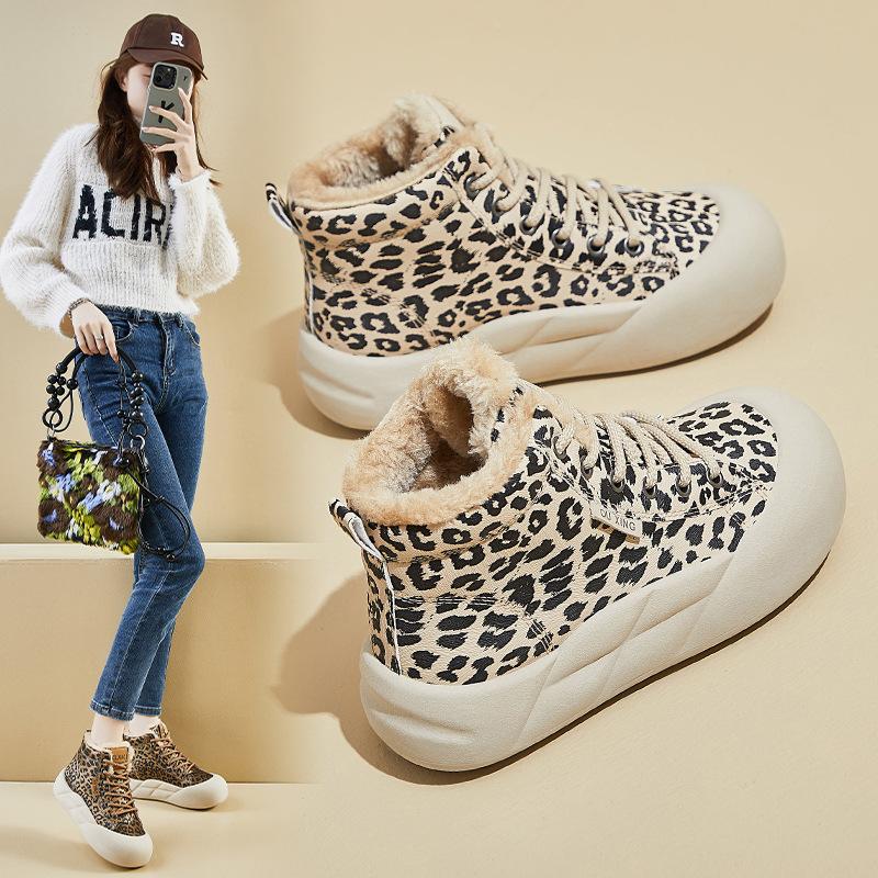 Женские зимние ботинки на толстой платформе, нескользящие, зимние, теплые, высокие, кроссовки для ходьбы, женские, удобные, на шнуровке, с подкладкой из искусственного меха, ботильоны