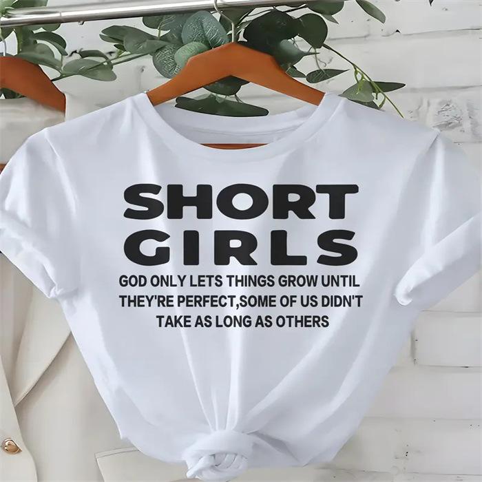 Summer Round Neck Printed Top Fashionable Casual Cute Short Sleeved Women's Pure Cotton T-shirts