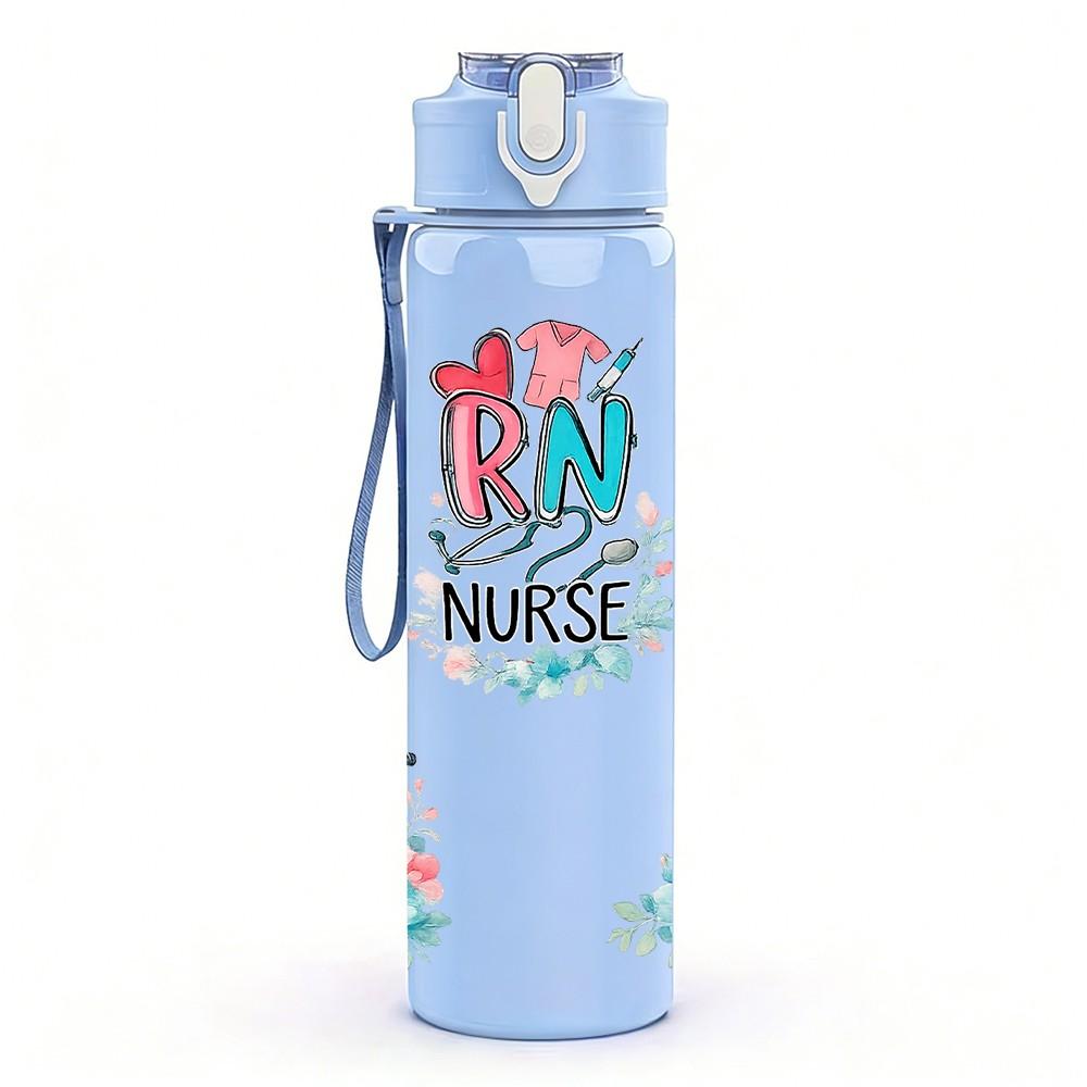 1PC Cowgirl Hat Rose Western Theme Print 750ml Color Plastic Sports Water Bottle Leakproof Flip Straw Lid Suitable for Sports Office Home Use