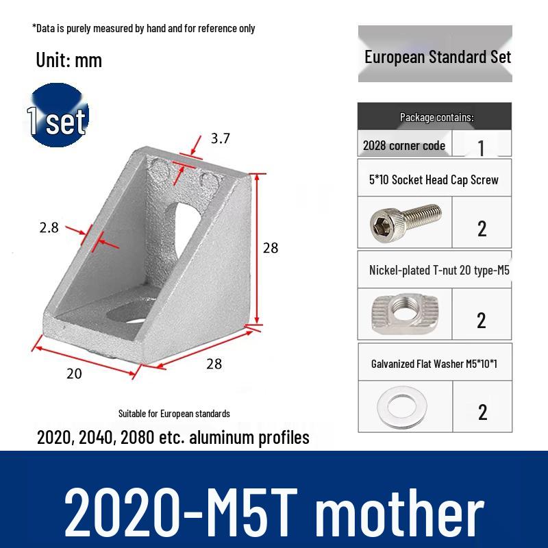 Алюминиевый угловой соединитель 90° для профилей 4040/2020/3030