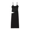 Spring and Summer New Women's Clothing Sexy Style Square Collar Sleeveless Hollow High Waist Sling A- line Long Sheath Dress