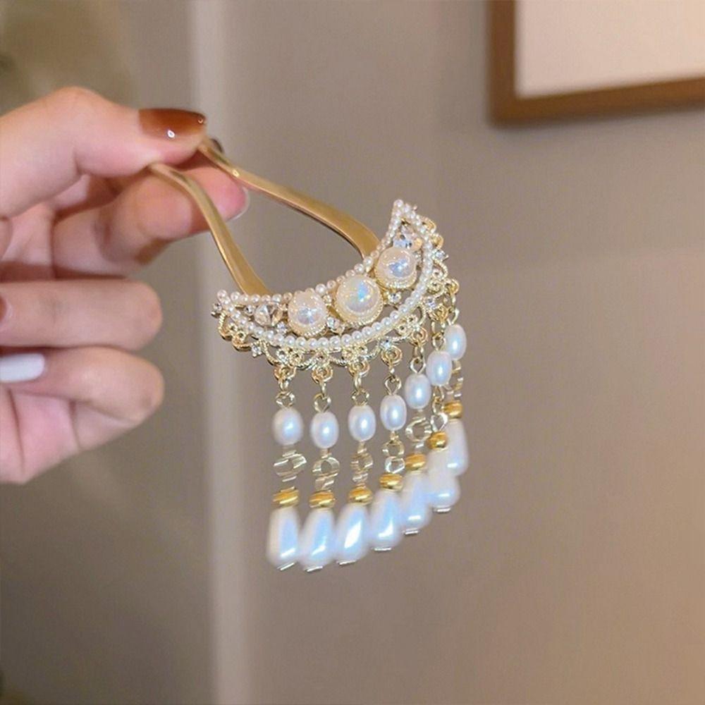 U-shaped Pearl Hairpin Headdress U-shaped Hairpin New Pearl Pendant HairClip Women Girl