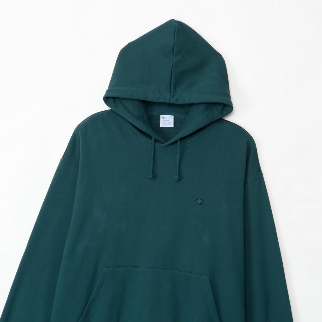 Длинный круглый логотип One Point, свободный капюшон с капюшоном, темно-зеленый [Champion], толстовка, рукав, шея, вышивка, посадка, плечо, толстовка, C8-A122Z мужская,