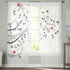 Музыкальные ноты и сердца прозрачные занавески для гостиной современные вуалевые тюль оконные занавески для спальни кухонные шторы