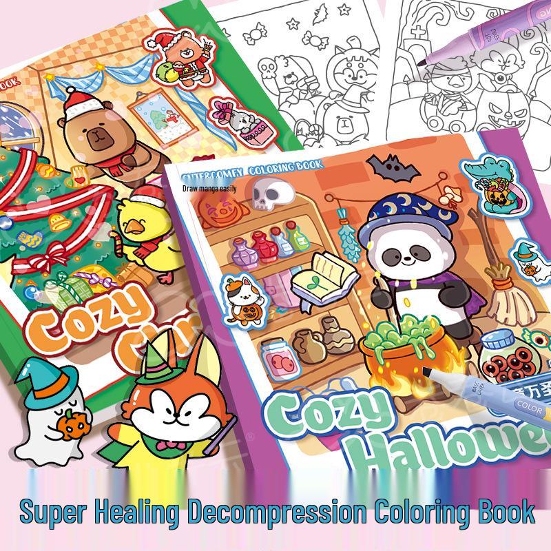 Monster Series Coloring Book: Cartoon-Themed for Elementary Students - Christmas & Halloween
