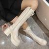 Fashion Thick Bottom Heightening Knee High Boot Women Autumn Lace Up Chunky Heeled Ladies Black Knight Botas Fashion Side Zip Long Boots