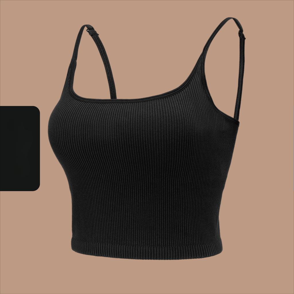Women's Sports Underwear with Bra Pads Back Sling Sexy U-neck Thin Straps Yoga Tank Tops