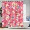 Pink Bath Shower Curtain with Floral Print Modern Home Decor for Bathroom Accessories Decoration Set 72 X 84 Inches, Pink Purple
