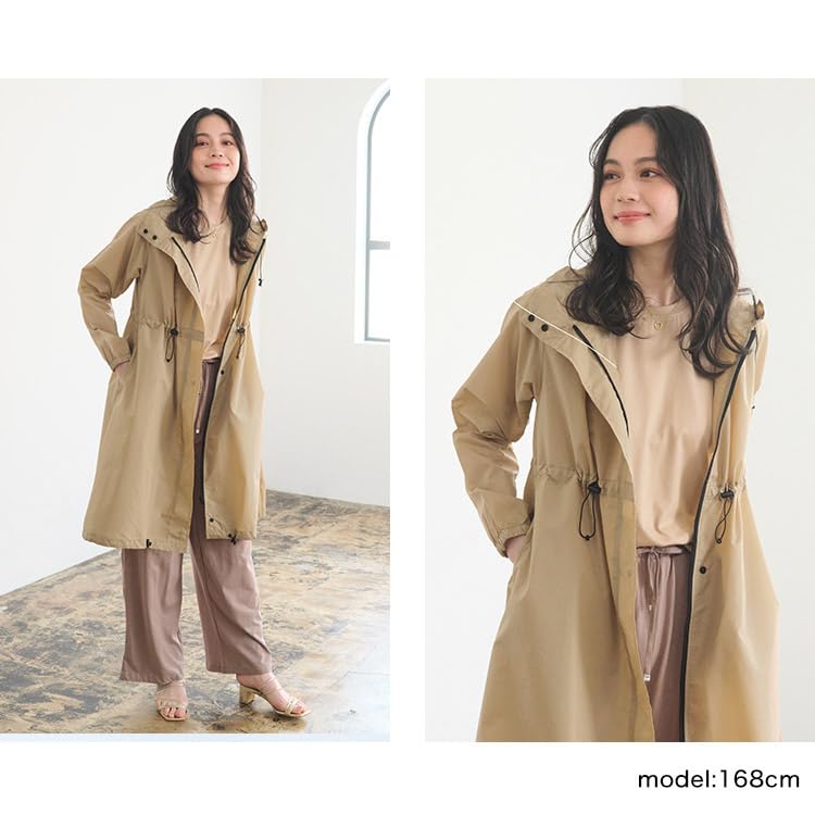 Raincoat Olive Green Casual Design for Everyday Use Water Repellent Stays Dry Storage Pouch Included Stylish Cute Women [World Party] [Long Mods]