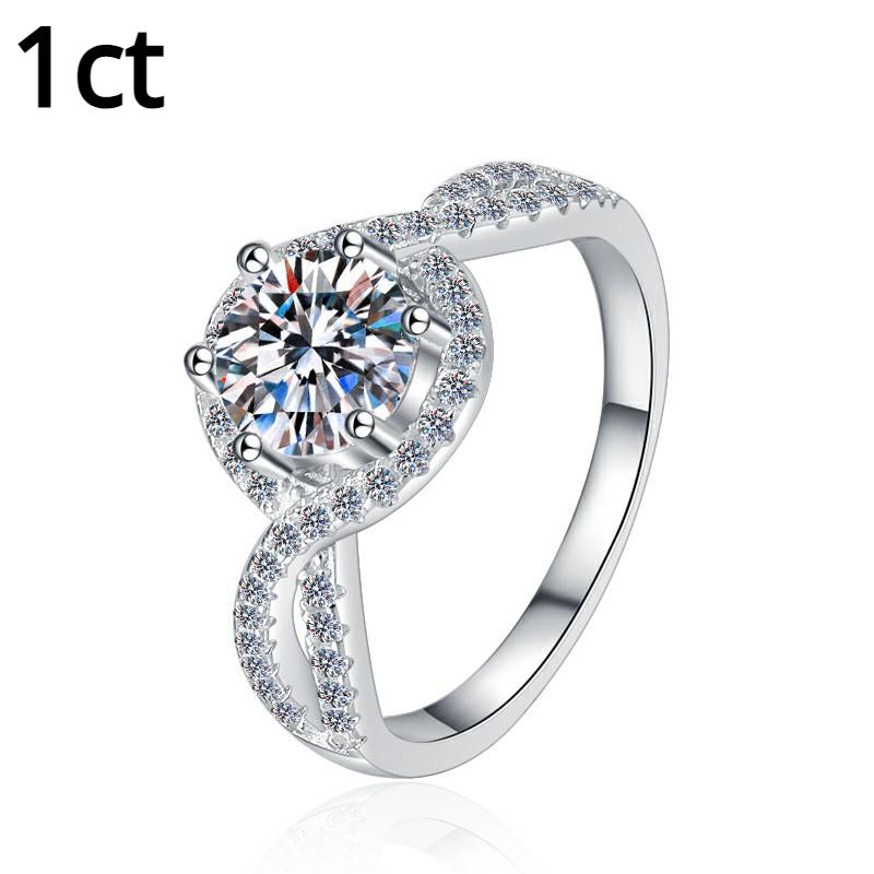 D Color 1ct Moissanite Diamond Ring for Women Sterling Silver S925 Ring Wrapped with Love Engagement Diamond Ring Wedding Ring Gift for Girlfriend