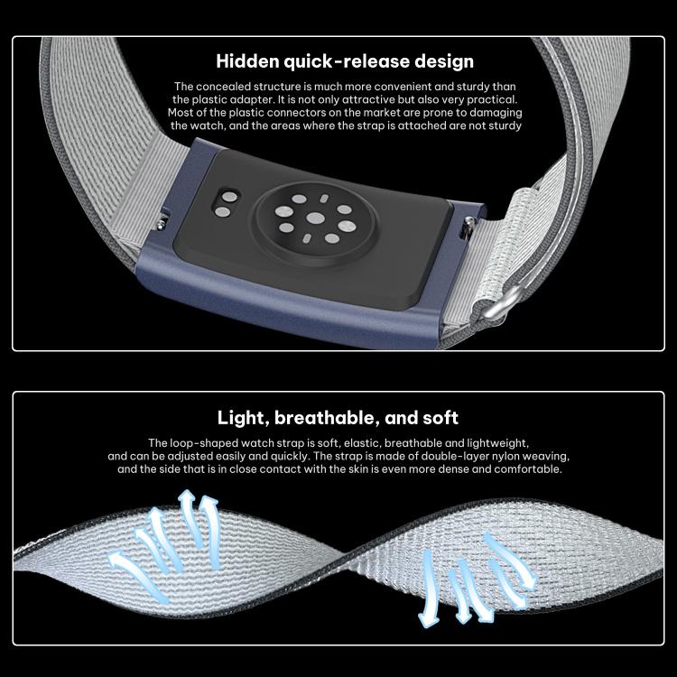 For Amazfit Helio Strap xDfind Covered Nylon Loop Band