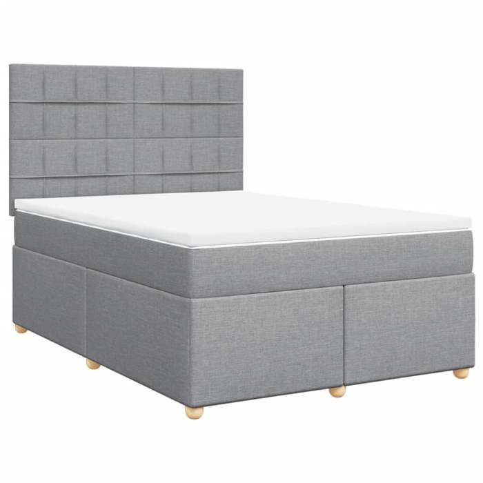 Maison Exclusive - Sommier à lattes de lit avec matelas Gris clair 140x190cm Tissu