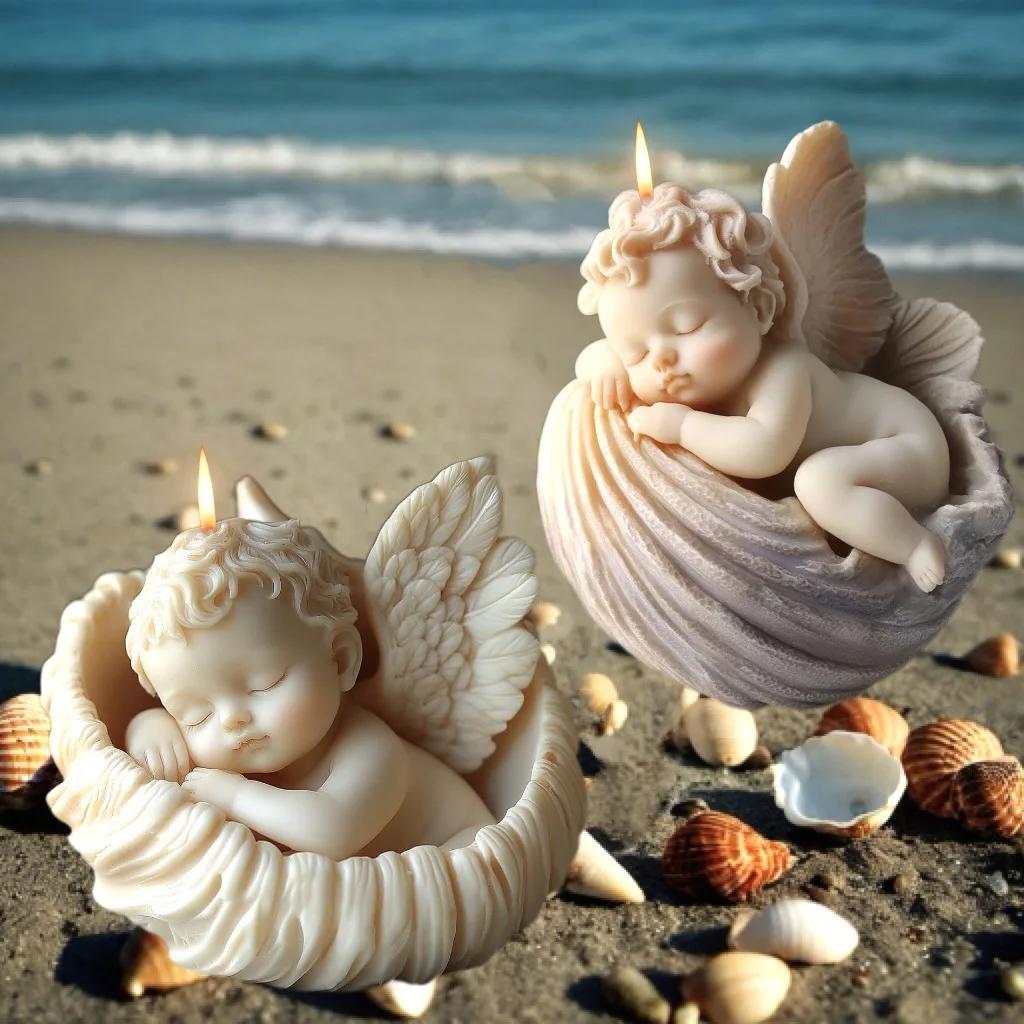 3D Rose Angel Children свеча силиконовая форма ручная работа Seashell Angel Kids ароматическая свеча гипсовая смоляная форма ремесло декор подарок