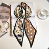 New Summer Small Long Striped Silk Scarf for Women with Versatile Extra Long Hair Strap Scarf Korean Diamond Strap Streamer