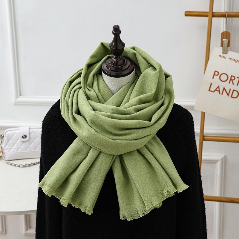 Short Beard Scarf for Women Winter High End Wool Cashmere Scarf Versatile Men's Shawl Solid Color Red Scarf