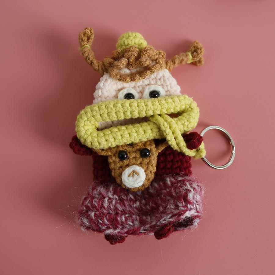 Забавные вязаные крючком брелоки Вязание Милая кукла с сосисочным ртом Держатель для ключей Полезная вязаная сумка для хранения Брелоки для автомобильных ключей Оптовая торговля